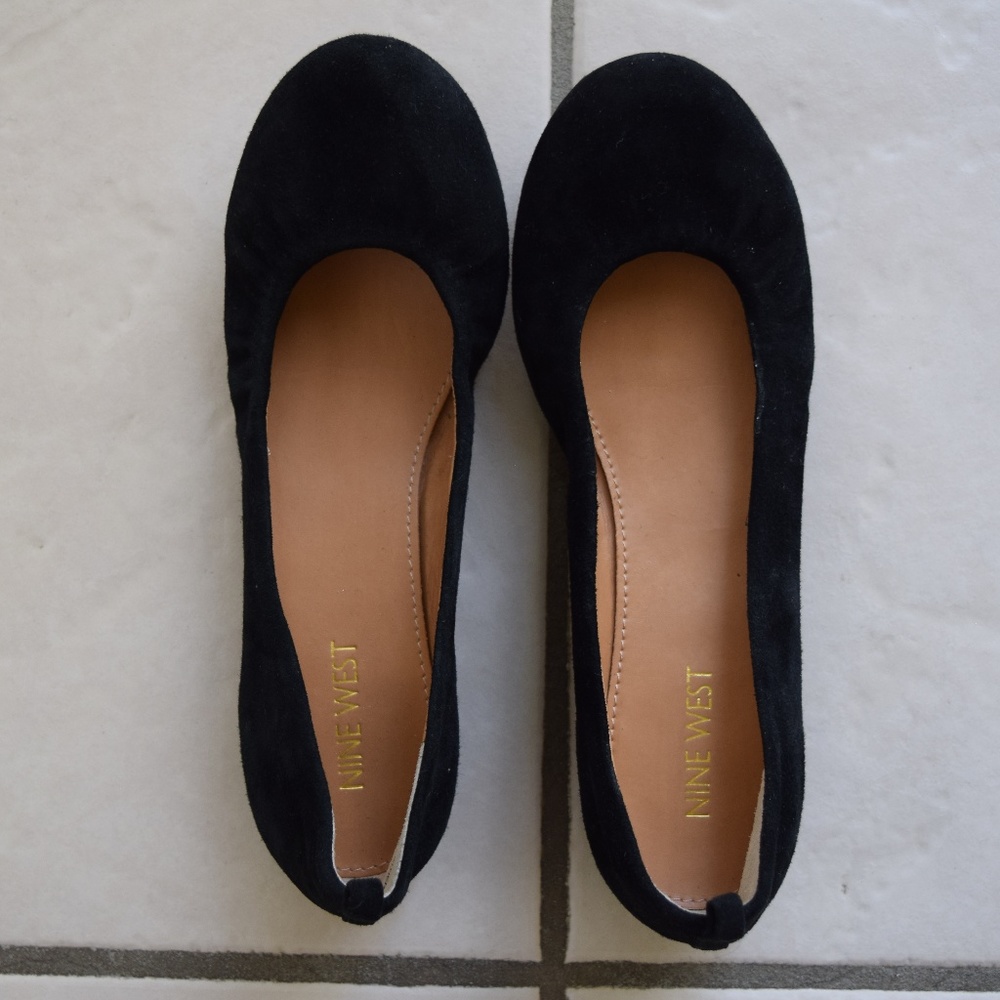 Nine West Black Suede Flats Shoes